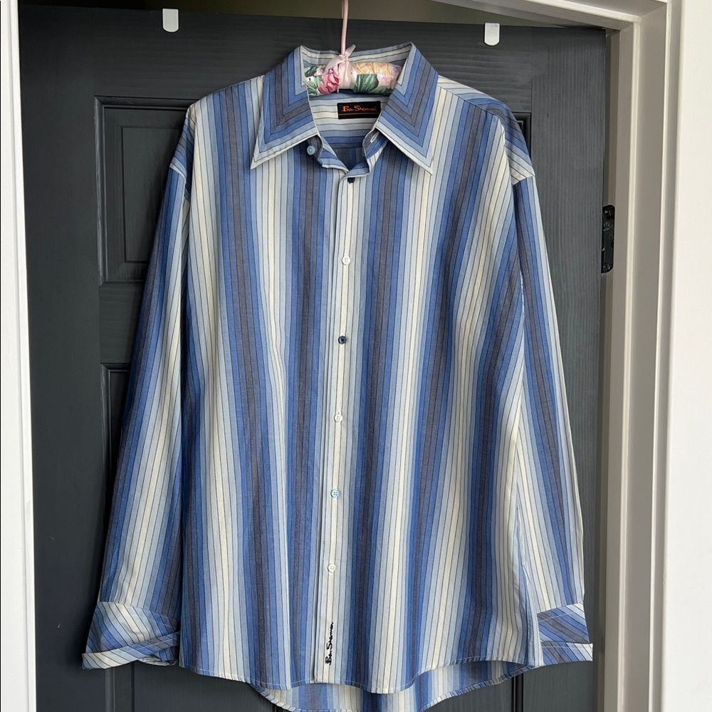 Men's Ben Sherman Blue Striped Shirt size XL
